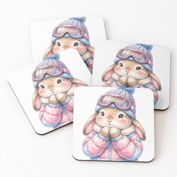 Item preview, Cute Winter Bunny Skiing Snow Adventure Cozy Animal Lover designed and sold by StickerNestYou.