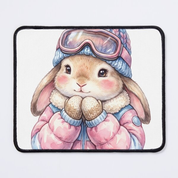 Item preview, Cute Winter Bunny Skiing Snow Adventure Cozy Animal Lover designed and sold by StickerNestYou.