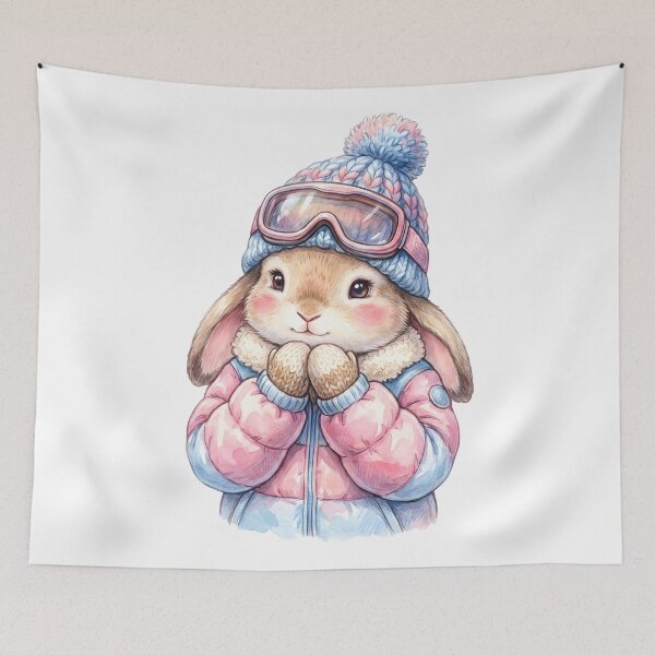 Item preview, Cute Winter Bunny Skiing Snow Adventure Cozy Animal Lover designed and sold by StickerNestYou.