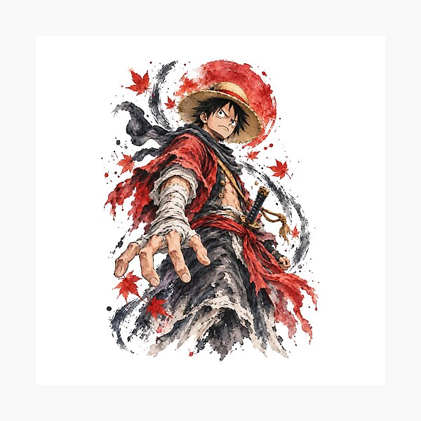 Item preview, Luffy One Piece Samurai Warrior Watercolor Art - Straw Hat Ronin T Shirt designed and sold by Dlvznbm.