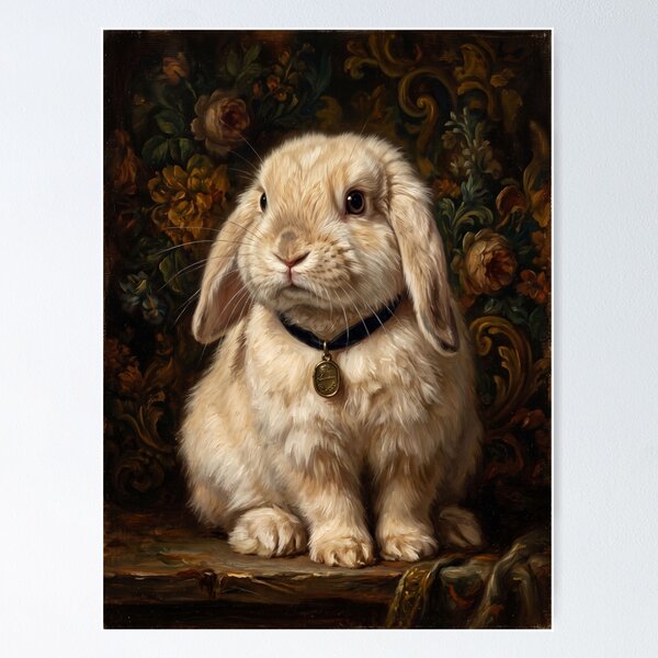 Item preview, Regal Lop Ear Bunny with Gold Locket designed and sold by Real Beast Art.