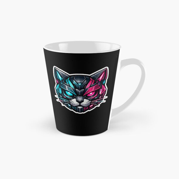 Item preview, Cyberpunk Mecha Cat Neon Glowing Robotic Feline Helmet Sticker designed and sold by CyberPaws Art.