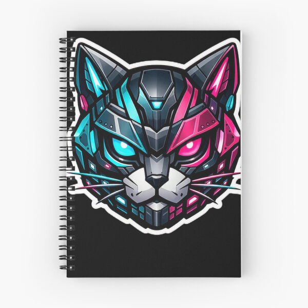 Item preview, Cyberpunk Mecha Cat Neon Glowing Robotic Feline Helmet Sticker designed and sold by CyberPaws Art.