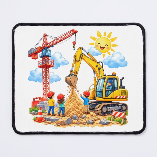 Item preview, Construction site with excavator and crane designed and sold by bambinella.de.