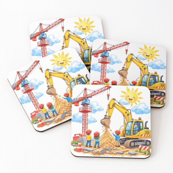 Item preview, Construction site with excavator and crane designed and sold by bambinella.de.
