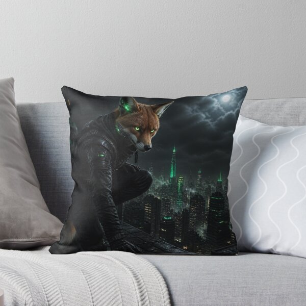 Item preview, Cyberpunk Fox Ninja Tactical Techwear Dystopian City Art designed and sold by LazyDayzCo.