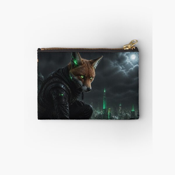 Item preview, Cyberpunk Fox Ninja Tactical Techwear Dystopian City Art designed and sold by LazyDayzCo.