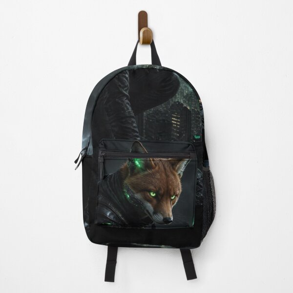 Item preview, Cyberpunk Fox Ninja Tactical Techwear Dystopian City Art designed and sold by LazyDayzCo.