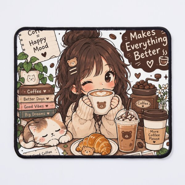 Item preview, Coffee makes everything better - Cute kawaii girl with coffee designed and sold by LunaVales.