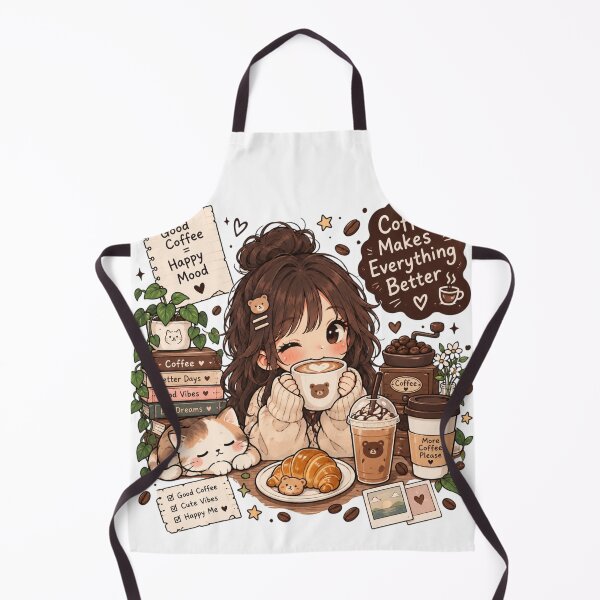 Item preview, Coffee makes everything better - Cute kawaii girl with coffee designed and sold by LunaVales.