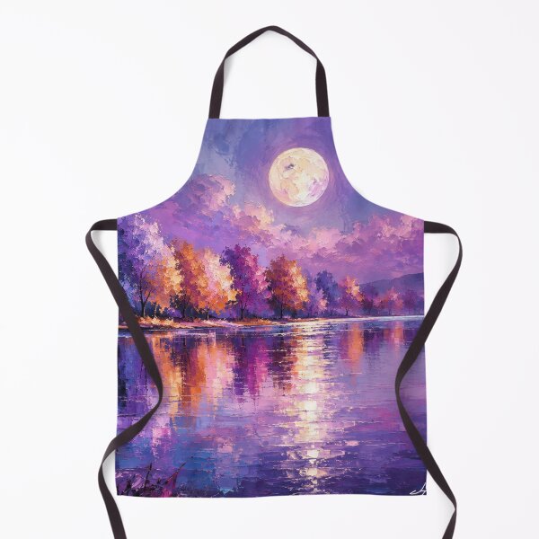 Item preview, Amethyst Moonfall - Purple & Gold Moonlit Lake Painting designed and sold by Joey Santiago.