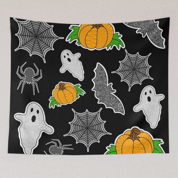 Item preview, October Halloween – Spooky Zentangle Night Pattern designed and sold by FioreDiCiliegio.