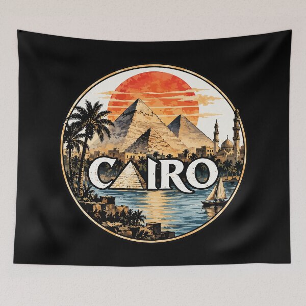 Item preview, Cairo Egypt Piramids Watercolor Art designed and sold by TomFrontierArt.