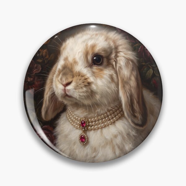 Item preview, Regal Lop Ear Bunny with Ruby Pearl Necklace designed and sold by Real Beast Art.