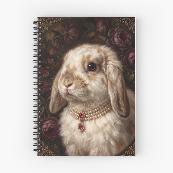 Item preview, Regal Lop Ear Bunny with Ruby Pearl Necklace designed and sold by Real Beast Art.