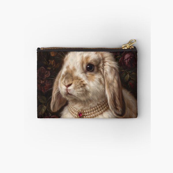 Item preview, Regal Lop Ear Bunny with Ruby Pearl Necklace designed and sold by Real Beast Art.