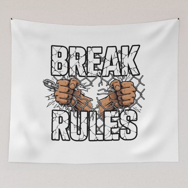 Item preview, BREAK RULES - Hands Ripping Chain Fence Bold Typography Streetwear designed and sold by LunaGlow Studio.