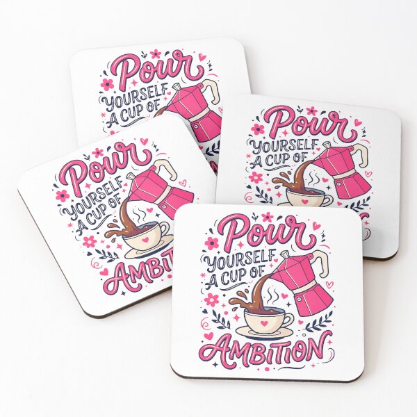 Item preview, Pour Yourself A Cup Of Ambition Pink Coffee Pot Motivational Quote Fan Apparel designed and sold by slmfams.
