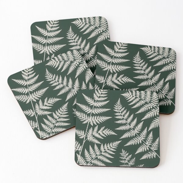 Item preview, Vintage Botanical Fern Leaves Dark Green Line Art designed and sold by Sybille-Yates.