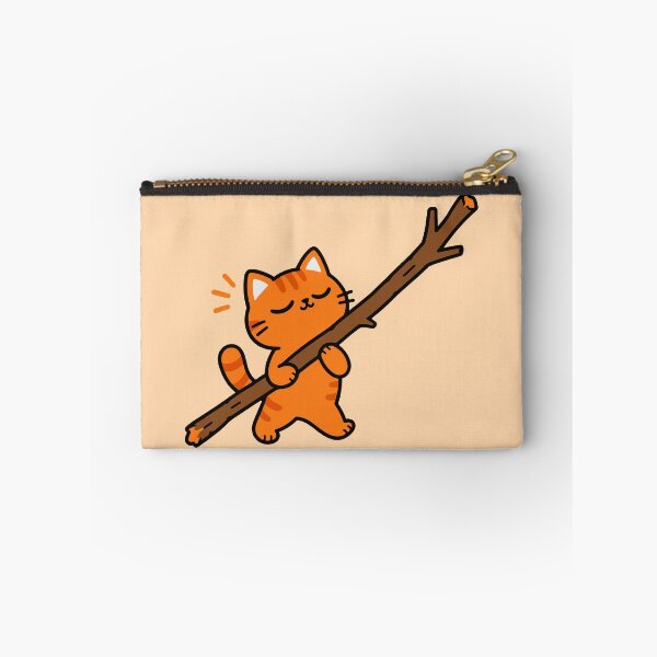 Item preview, Orange Cat Walking with a Tree Branch – Cute Autumn Cat designed and sold by MewMade.