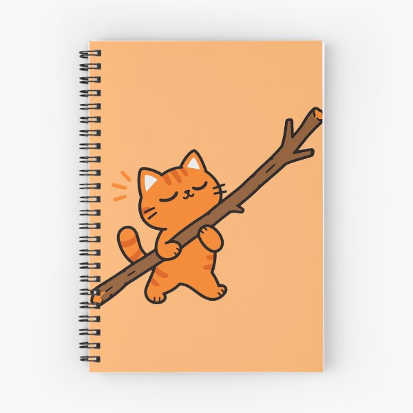 Item preview, Orange Cat Walking with a Tree Branch – Cute Autumn Cat designed and sold by MewMade.