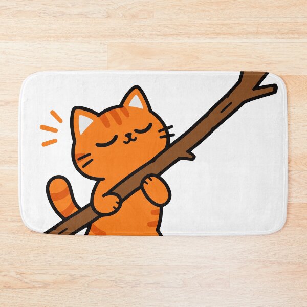Item preview, Orange Cat Walking with a Tree Branch – Cute Autumn Cat designed and sold by MewMade.