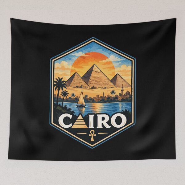 Item preview, Cairo Egypt Piramids Watercolor Art Travel designed and sold by TomFrontierArt.