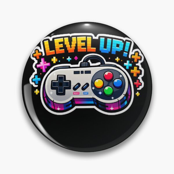 Item preview, Retro Video Game Controller Level Up Neon Gamer Sticker designed and sold by CyberPaws Art.