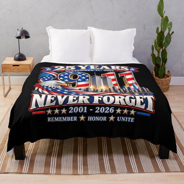 Item preview, 25 Years 9 11 Never Forget 2001 2026 Eagle American Flag Twin Towers Memorial Fan Apparel designed and sold by Sendowart.