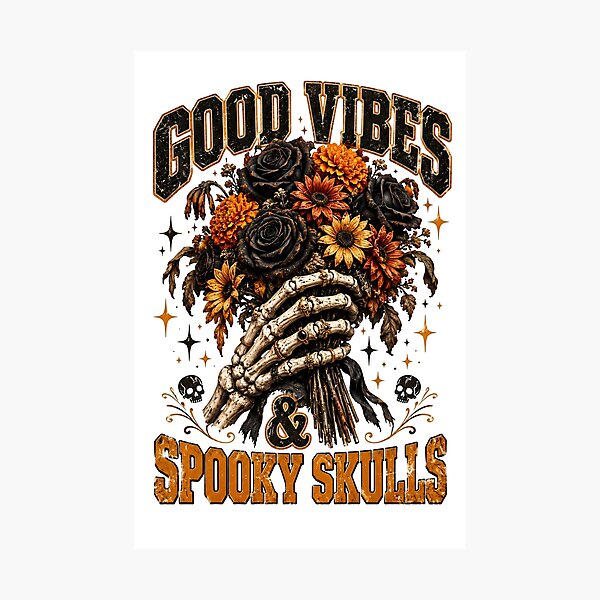 Item preview, Good Vibes And Spooky Skulls Skeleton Flower Bouquet designed and sold by Sovereign Supply Co..