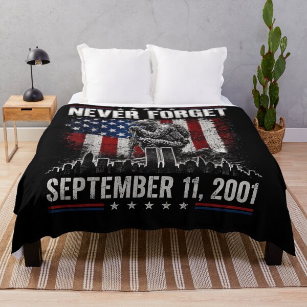Item preview, Never Forget September 11 2001 Soldier Kneeling Twin Towers American Flag Memorial Fan Apparel designed and sold by Sendowart.