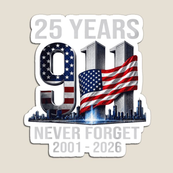 Item preview, 25 Years 9 11 Never Forget 2001 2026 Twin Towers American Flag Skyline Memorial Fan Apparel designed and sold by Sendowart.