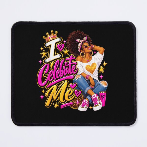 Item preview, I Celebrate Me Confident Black Woman Pink Gold Crown Self Love Empowerment Fan Apparel designed and sold by Sendowart.