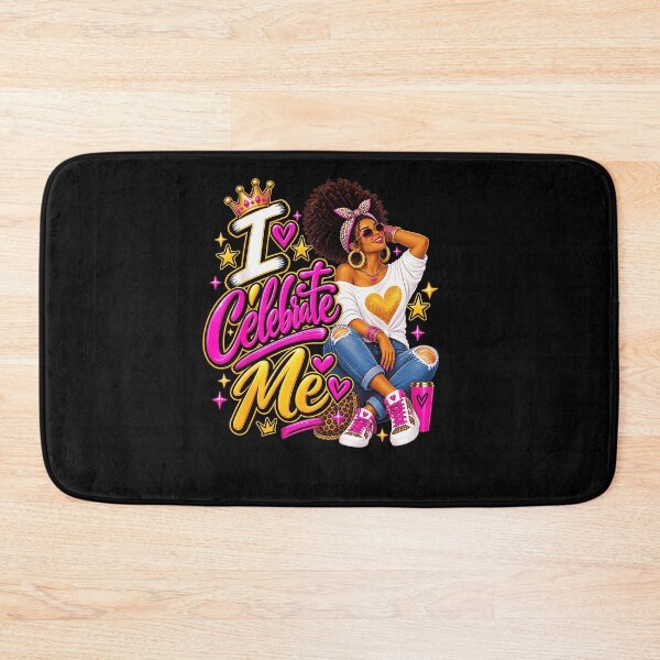 Item preview, I Celebrate Me Confident Black Woman Pink Gold Crown Self Love Empowerment Fan Apparel designed and sold by Sendowart.