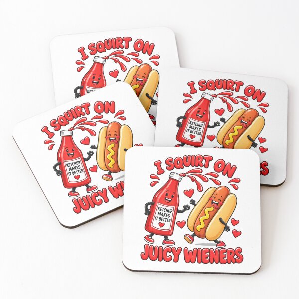 Item preview, I Squirt on Juicy Wieners Funny Ketchup Hot Dog Food Pun T-Shirt designed and sold by LandFinStudio.