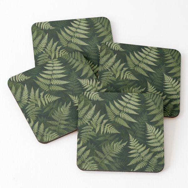 Item preview, Vintage Botanical Fern Leaves Dark Green Line Art designed and sold by Sybille-Yates.
