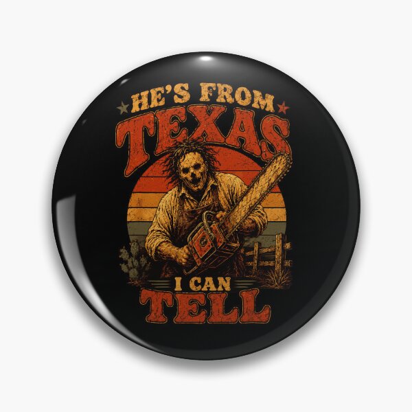 Item preview, Hes From Texas I Can Tell Leatherface Chainsaw Retro Sunset Horror Movie Fan Apparel designed and sold by Sendowart.