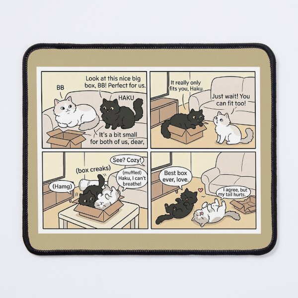 Item preview, Funny Black Cat and White Cat Comic - If It Fits I Sits Box Story designed and sold by PetalsPaws.