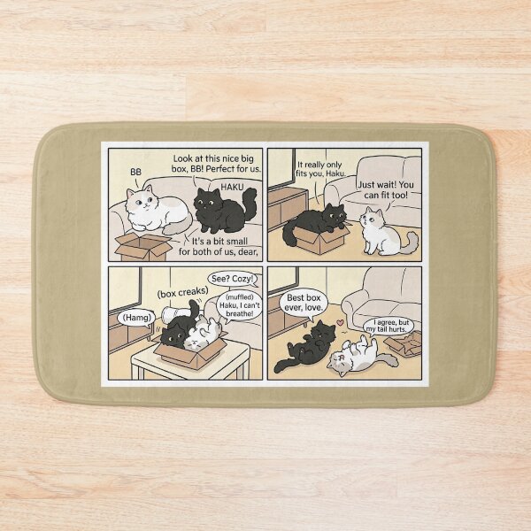 Item preview, Funny Black Cat and White Cat Comic - If It Fits I Sits Box Story designed and sold by PetalsPaws.