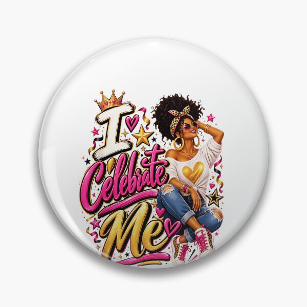 Item preview, I Celebrate Me Confident Black Woman Pink Gold Crown Self Love Empowerment Fan Apparel designed and sold by Sendowart.