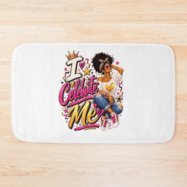Item preview, I Celebrate Me Confident Black Woman Pink Gold Crown Self Love Empowerment Fan Apparel designed and sold by Sendowart.