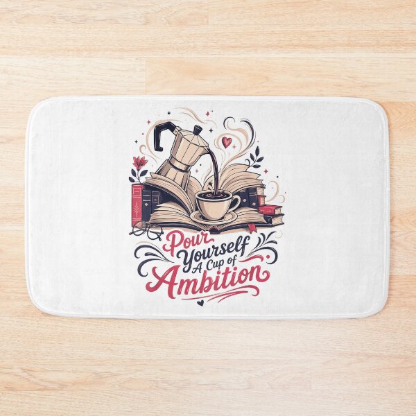 Item preview, Pour Yourself A Cup Of Ambition Coffee Books Open Pages Motivational Quote Fan Apparel designed and sold by slmfams.