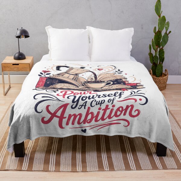 Item preview, Pour Yourself A Cup Of Ambition Coffee Books Open Pages Motivational Quote Fan Apparel designed and sold by slmfams.