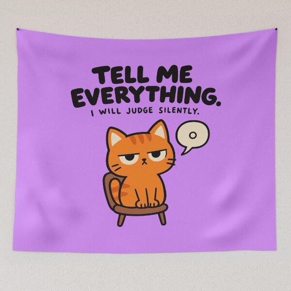 Item preview, Tell Me Everything – Funny Orange Cat Judging Silently designed and sold by MewMade.