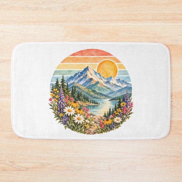 Item preview, Retro mountain with wildflowers designed and sold by trendspatterns.