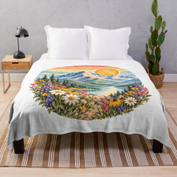 Item preview, Retro mountain with wildflowers designed and sold by trendspatterns.