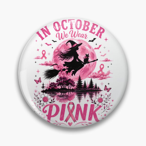 Item preview, In October We Wear Pink Ribbon Witch Halloween Awareness designed and sold by DYAFLK.