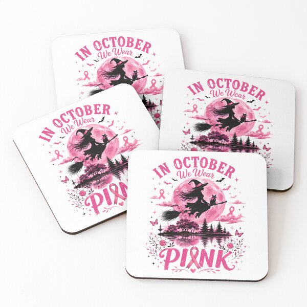 Item preview, In October We Wear Pink Ribbon Witch Halloween Awareness designed and sold by DYAFLK.