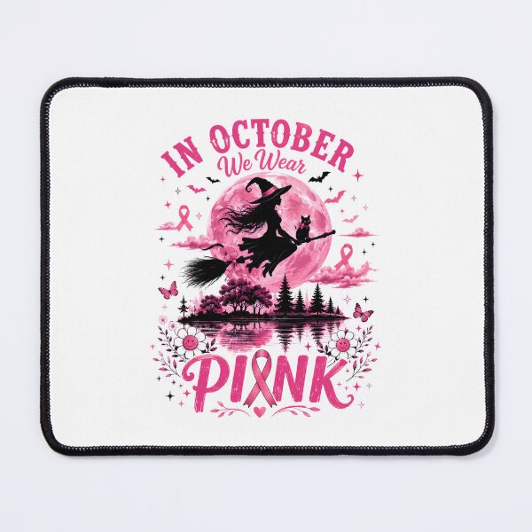 Item preview, In October We Wear Pink Ribbon Witch Halloween Awareness designed and sold by DYAFLK.