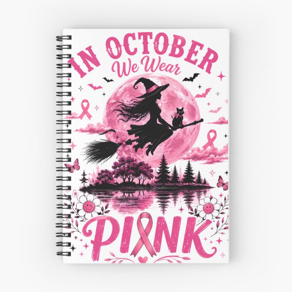 Item preview, In October We Wear Pink Ribbon Witch Halloween Awareness designed and sold by DYAFLK.